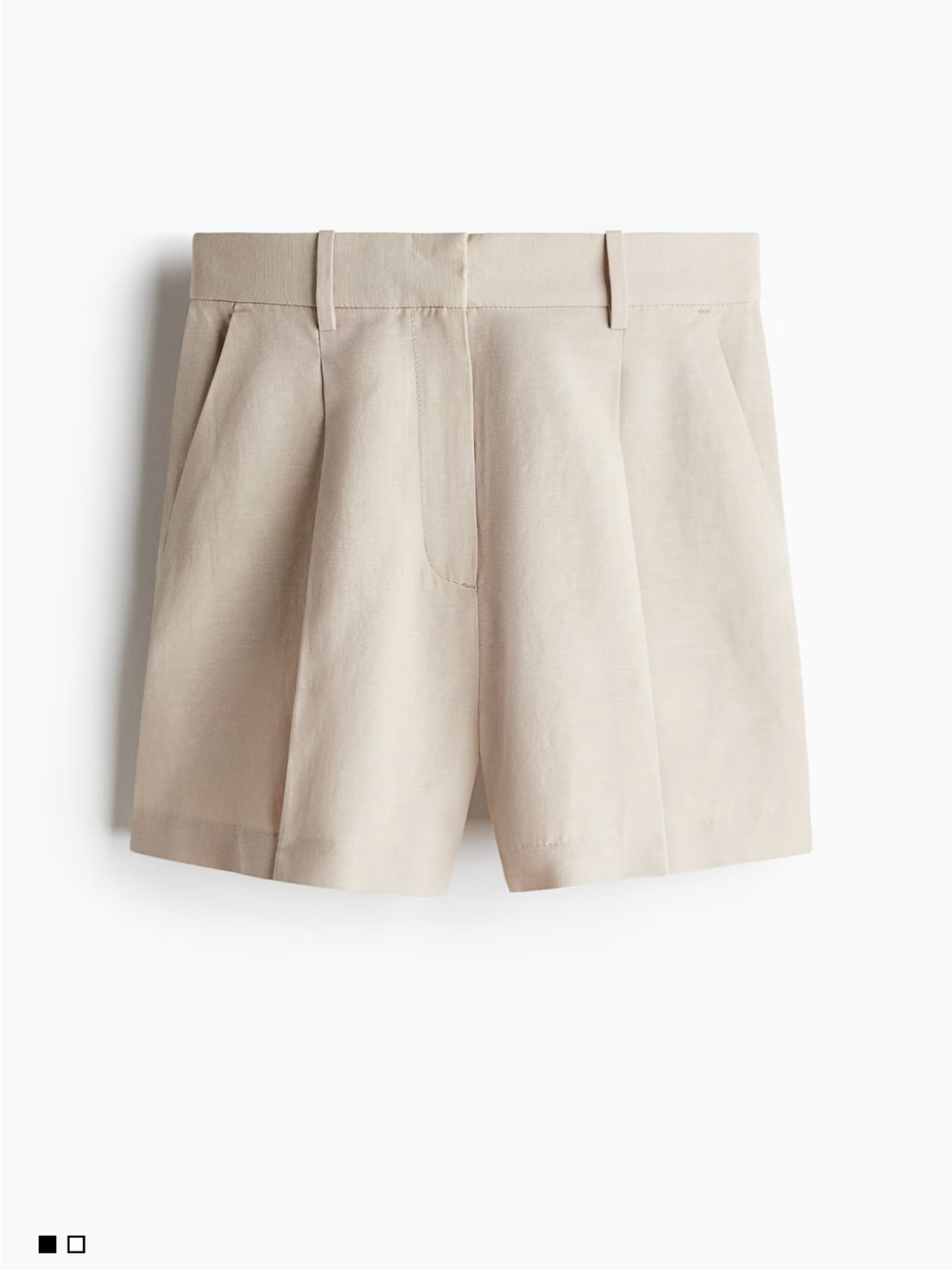 H&M Beige High-Waist Pleated Bermuda Shorts
